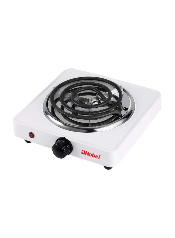 Nobel Single Spiral Hot Plate with Thermostat Control and Indication Light, 1000W, NHPS001, White