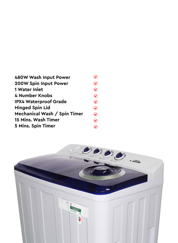 Nobel 20 KG Washing 10 KG Spin Capacity Twin-tub Semi-Automatic Washer, Gentle Care for Textiles, NWM2010, White