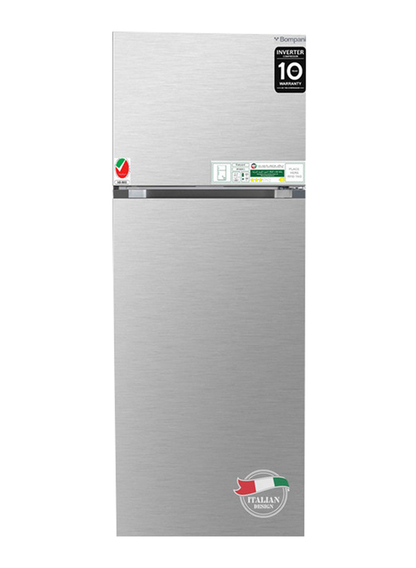 Bompani 465L Top Mount Double Door Refrigerator, BR580SS, Silver