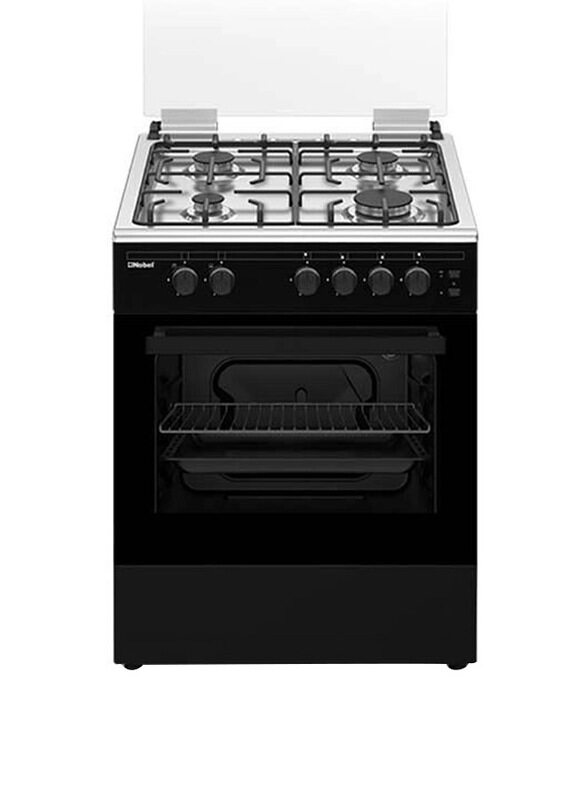 

Nobel Freestanding 4 Burner Stainless Steel Gas Cooker with Oven, NGC7407BK, Black