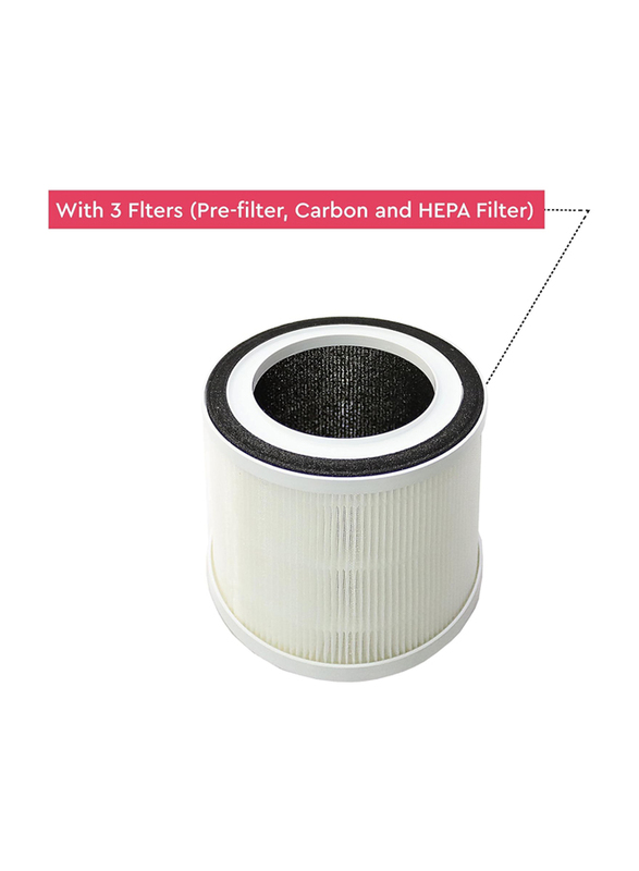Nobel Air Purifies 99.9% Air Particles 3 Filters 4 Speed Settings, NAP120, White