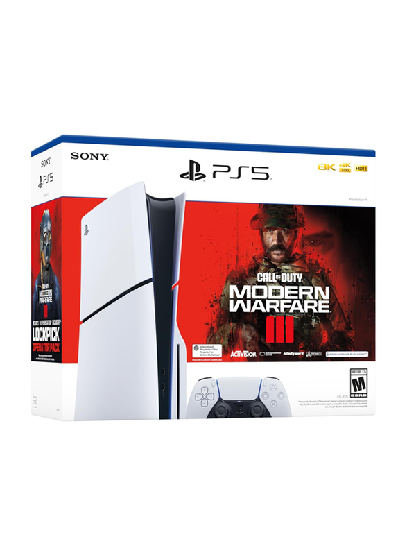 Sony PlayStation 5 Slim Disc Version Consoles with 1 Controller and 1 Game (Call of Duty Modern Warfare III Bundle),  International Version, White