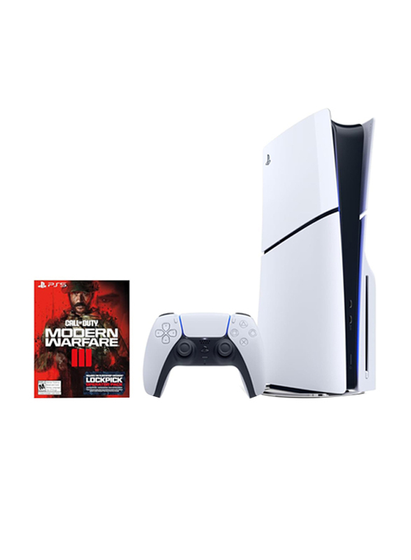 Sony PlayStation 5 Slim Disc Version Consoles with 1 Controller and 1 Game (Call of Duty Modern Warfare III Bundle),  International Version, White