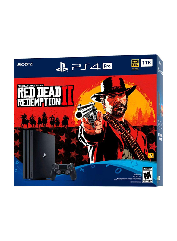 Sony PlayStation 4 Pro Console, 1TB, with DualShock Controller and 1 Game (Red Dead Redemption 2), Black