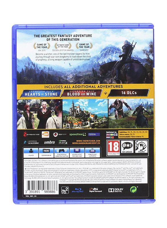The Witcher 3 Game of the Year Edition Video Game for PlayStation 4 (PS4) by Bandai Namco Entertainment