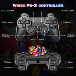 Suncala Wired Dual Vibration Controller for PlayStation PS2, Black