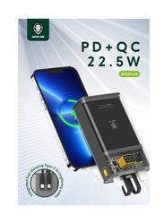 Green Lion 20000mAh Integrated Fast Charging Power Bank, Transparent/Black