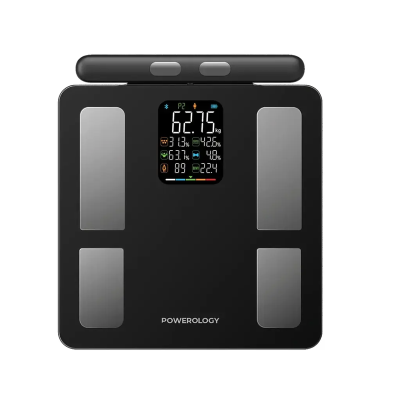 

POWEROLOGY 8-ELECTRODE SMART BODY ANALYZER SCALE COMPOSITION WITH DIGITAL SCREEN DISPLAY