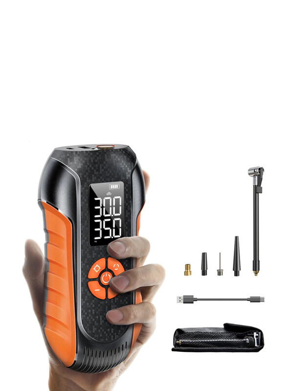 

Lisen Portable Tire Inflator Air Pump, Orange/Black