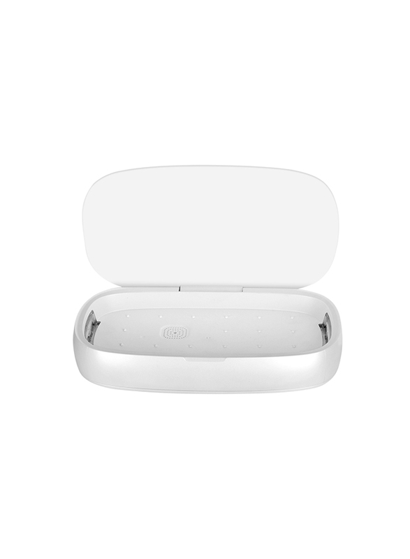 موماكس صندوق التعقيم كيو باور بالأشعة فوق البنفسجية مع الشحن اللاسلكي للهواتف الذكية، أبيض