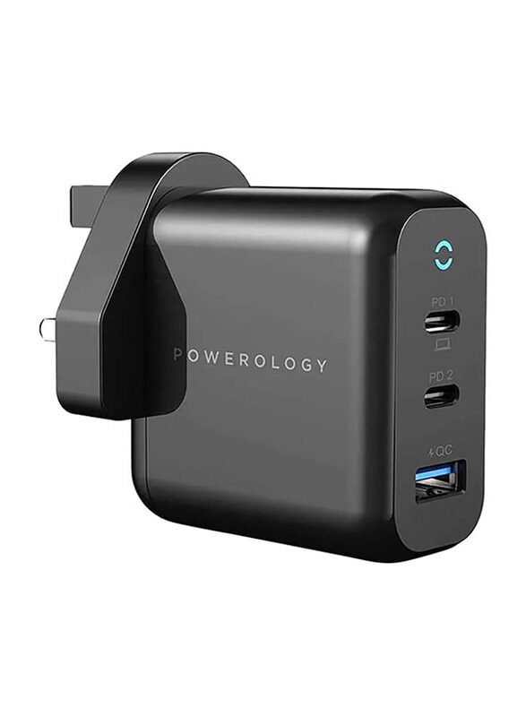 

Powerology 3-Port 65W GaN Charger, Black