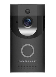 Powerology Smart Video Doorbell 166 Degree Wide Angle, Motion Sensor, Night Vision Camera, Black