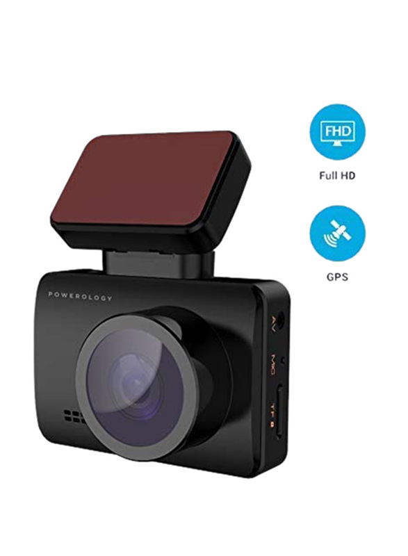 Powerology Dash Camera Pro 1080P with Magnetic Mount, Black