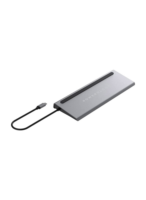 Powerology 100W 11 in 1 Multi-Display USB-C Hub, Grey