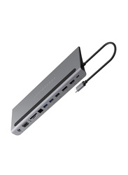 Powerology 100W 11 in 1 Multi-Display USB-C Hub, Grey
