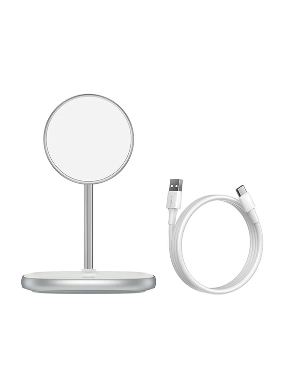 Baesus Swan Magnetic Desktop Bracket Wireless Charger, White