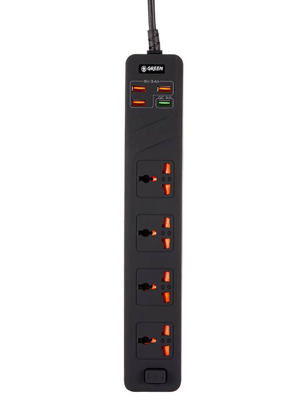 

Green Lion 4 Way Power Extension Socket, 3000W, Black