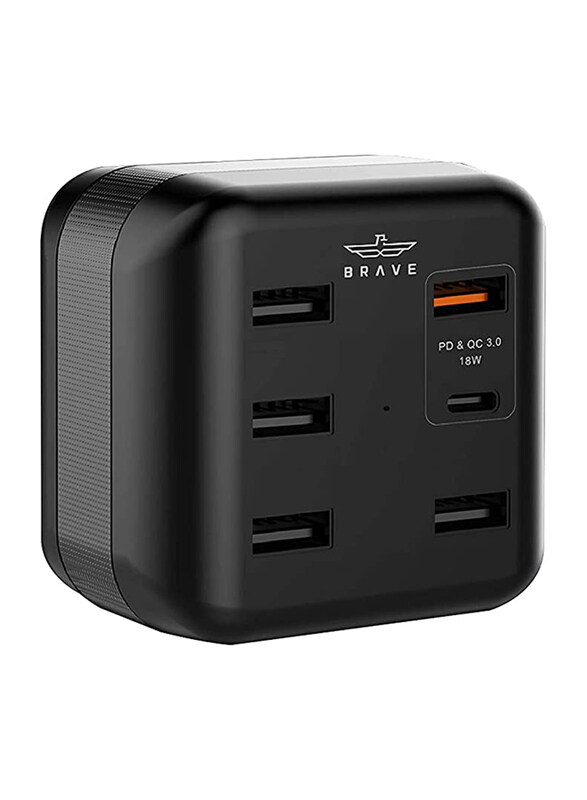 

Brave 6-Ports Power Delivery 3.0 Smart Power Adapter, 18W, Black