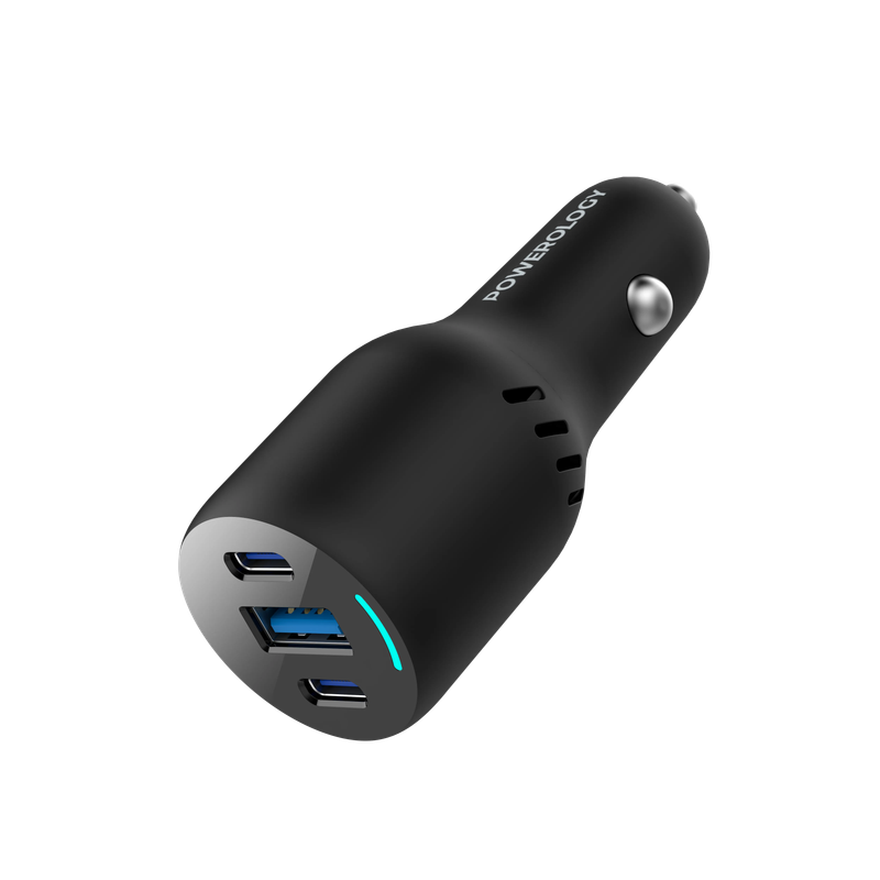 

Powerology PD65W + PD20W + QC18W LED Triple Ports Car Charger - Black