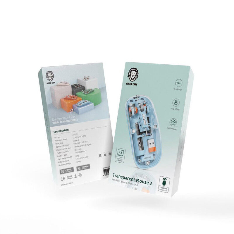 

Green Lion Transparent Mouse 2 1600DPI