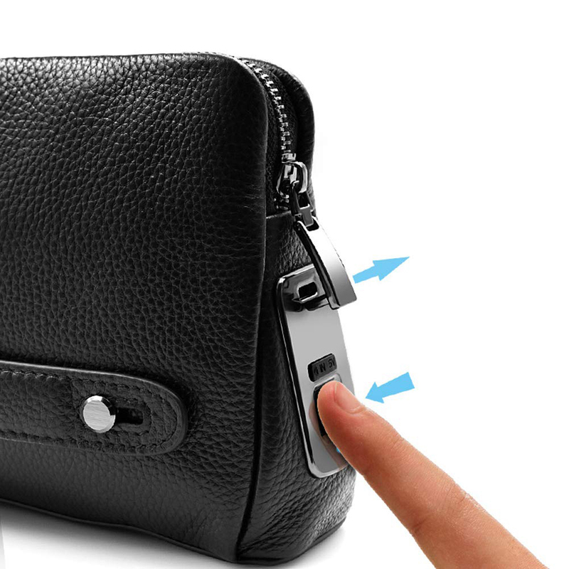 Fancy Tech Leather Fingerprint Lock Business Clutch Bag for Men, Black