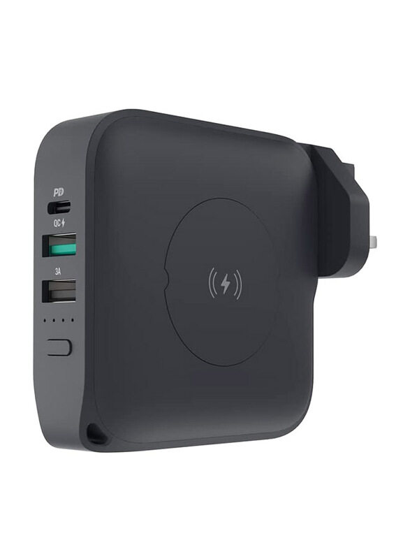

Powerology Compact Wall Charger with in-Build 10000mAh Power Bank, Black