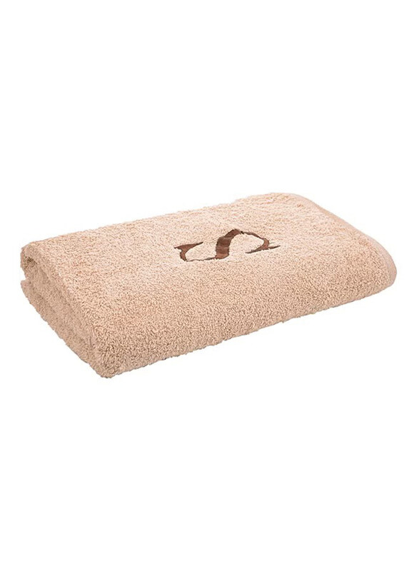 Style Premiere Embroidered S Bath Towel, Beige