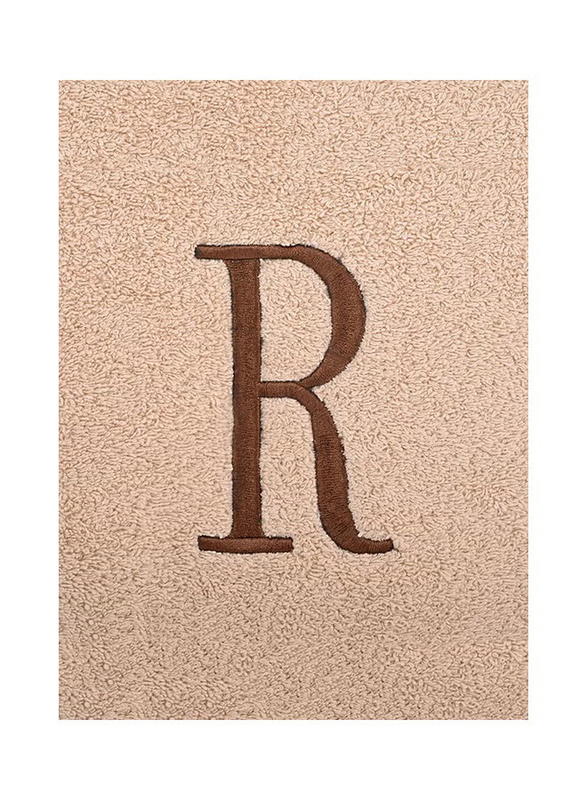 Style Premiere Embroidered R Bath Towel, Beige