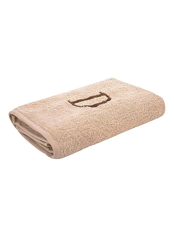 Style Premiere Embroidered D Bath Towel, Beige