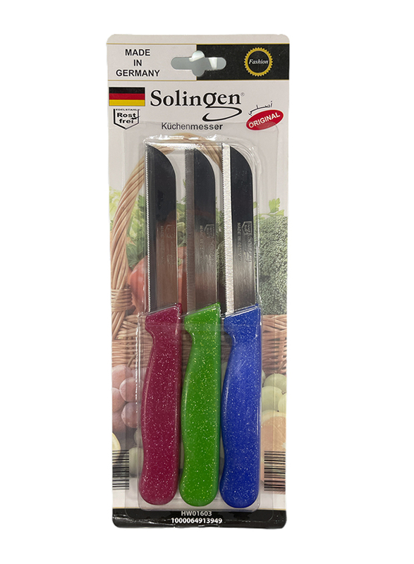 Solingen 3-Piece Glitter Fashion Colour Knives Set, Multicolour