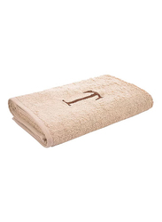 Style Premiere Embroidered T Bath Towel, Beige