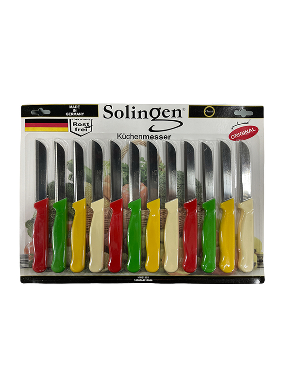 Solingen 12-Piece Solid Colour Handle Knives Set, Multicolour