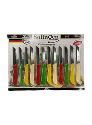 Solingen 12-Piece S-Solid Colour Handle Knives Set, Multicolour