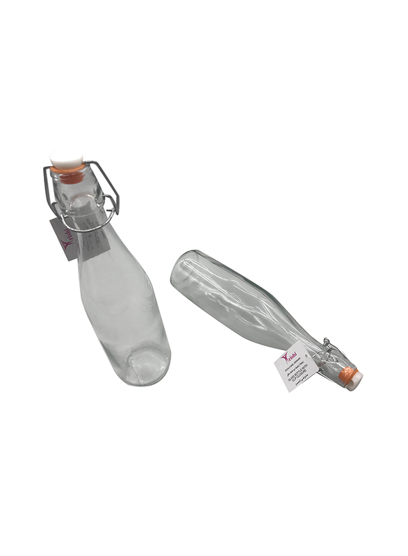 Trishi Glass Bottle With Clip Closure, Clear