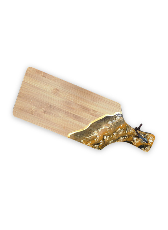 Aayrah Wooden Cheese Board, Black/Gold/Brown
