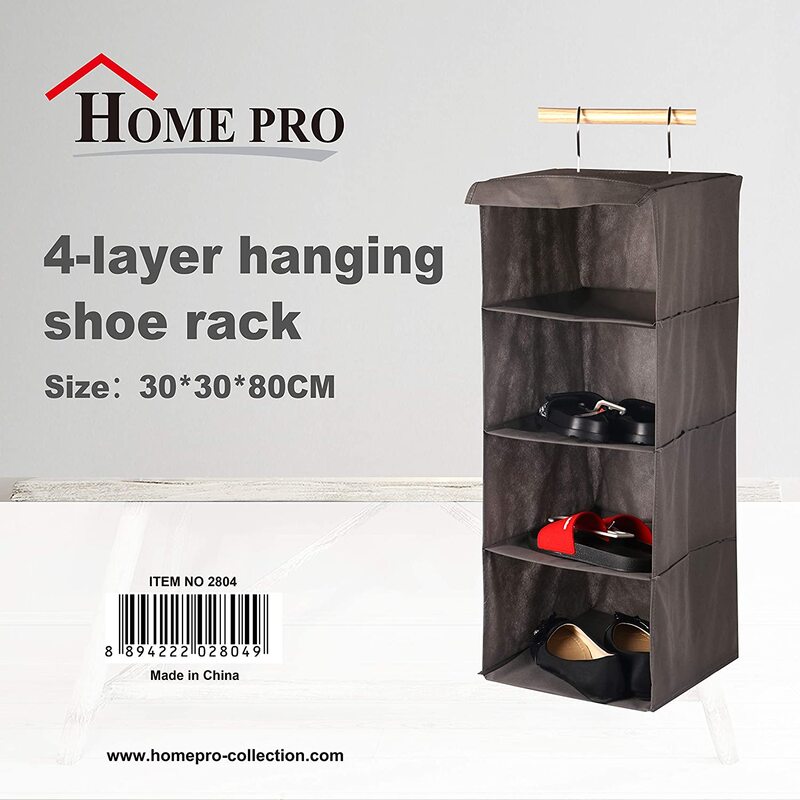 Home Pro 4-Layer Hanging Shoes Rack, 2804, Grey