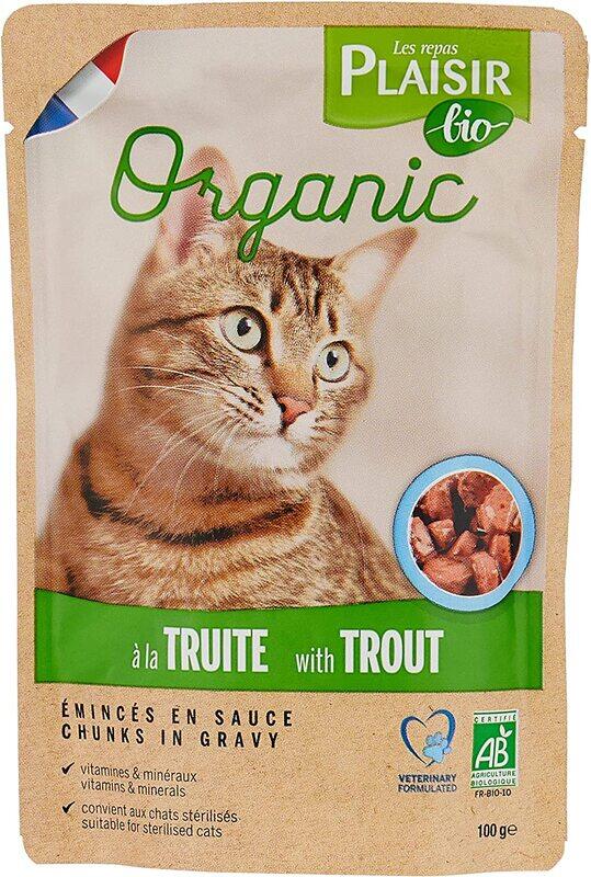 

Plaisir Bio Chunks in Gravy with Trout for Cats, 100g