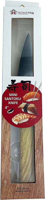 Home Pro 4-inch Mini Santoku Knife, Silver/Brown