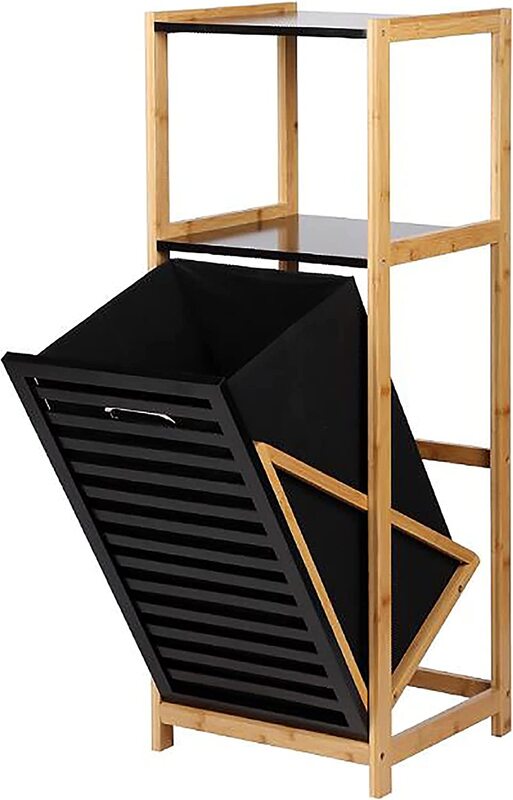 Home Pro Bamboo Shelf Organizer with Box, Black/Brown