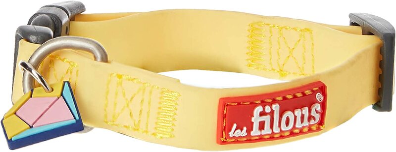 Les Filous Silicone Dog Collar with Tag, Yellow