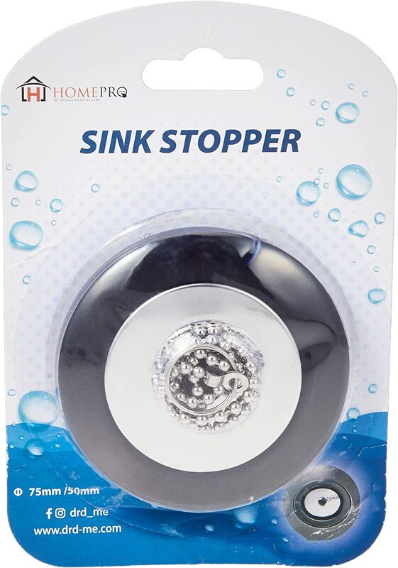Home Pro Kitchen Sink Bath Tub Stopper Plug, 75mm/50mm, Silver