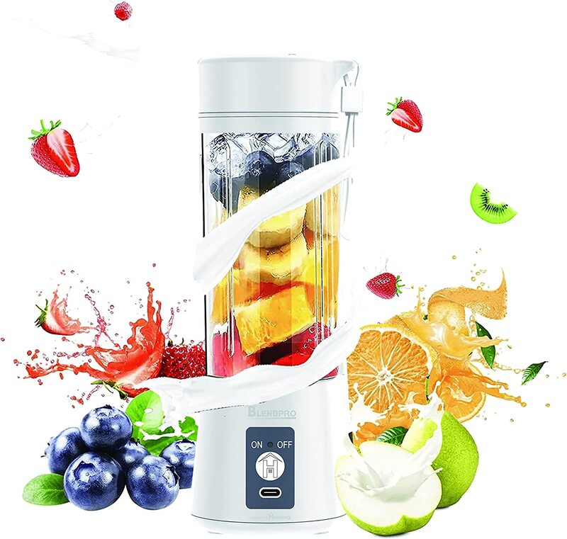 Home Pro Blendpro Portable and Rechargeable Battery Juicer Blender, White