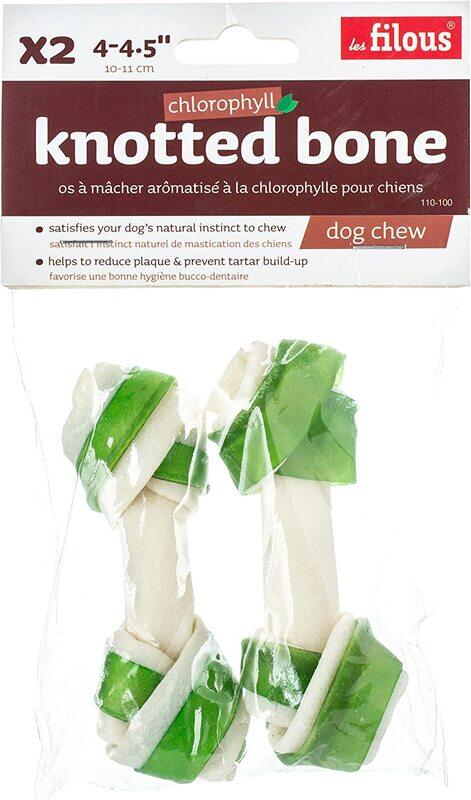 

Les Filous Knotted Bone Bi-Colour with Chlorophyll for Dogs, 4-4.5 Inch, 2 Pieces