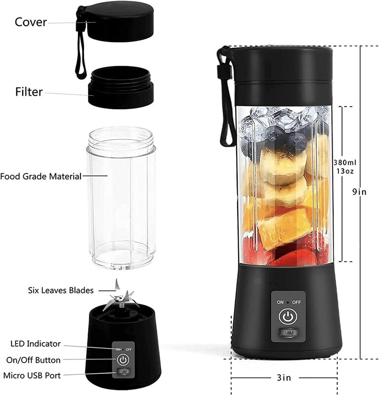 Home Pro Blendpro Portable and Rechargeable Battery Juicer Blender, Yellow