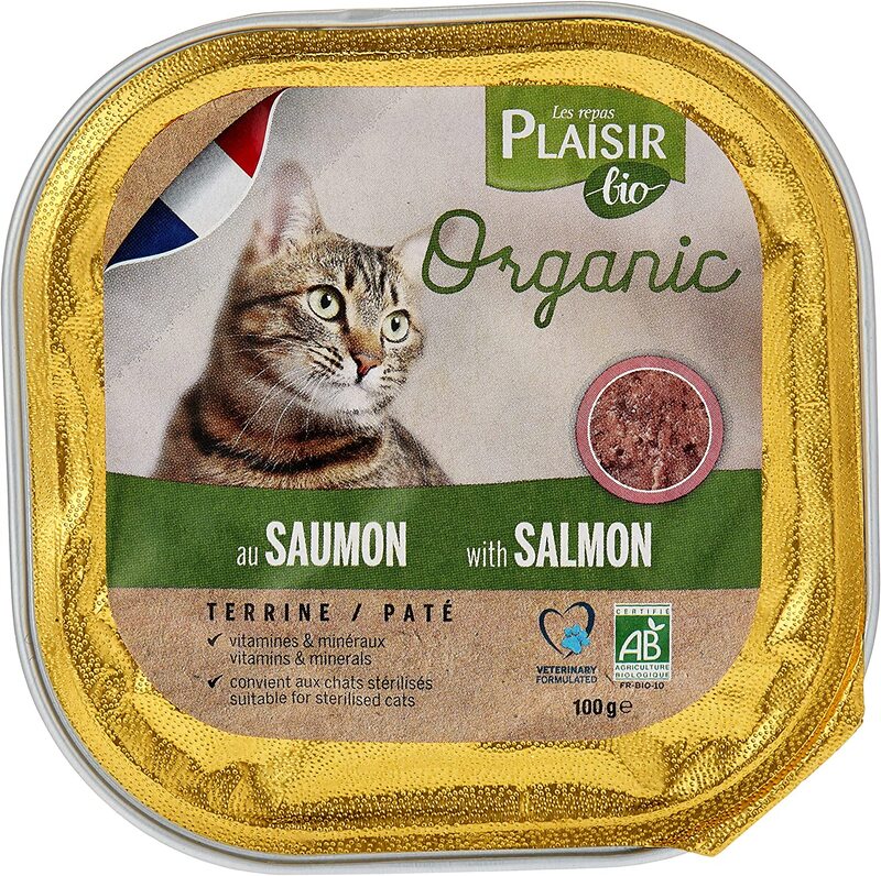 Plaisir Bio Organic Terrine with Salmon for Cats, 100g