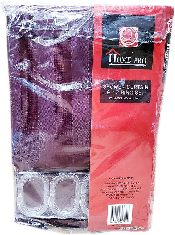 Home Pro Polyester Shower Curtain, 180cm, Burgundy