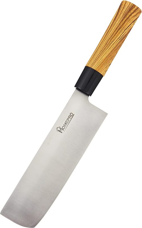 Home Pro 7-inch Nakiri Knife, Silver/Brown