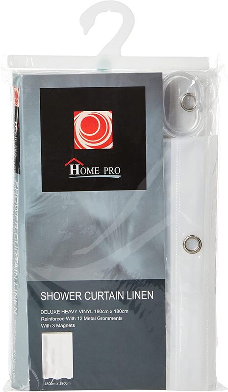 Home Pro Pvc Shower Curtain, 180 Cm Size, Transparent
