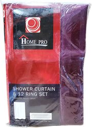 Home Pro Polyester Shower Curtain, 180cm, Burgundy