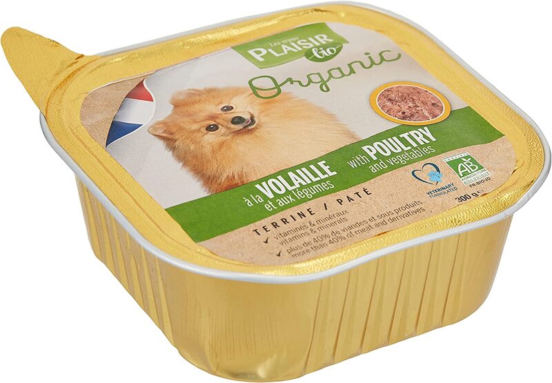 Plaisir Bio Organic Terrine with Poultry & Vegetables for Dogs, 300g